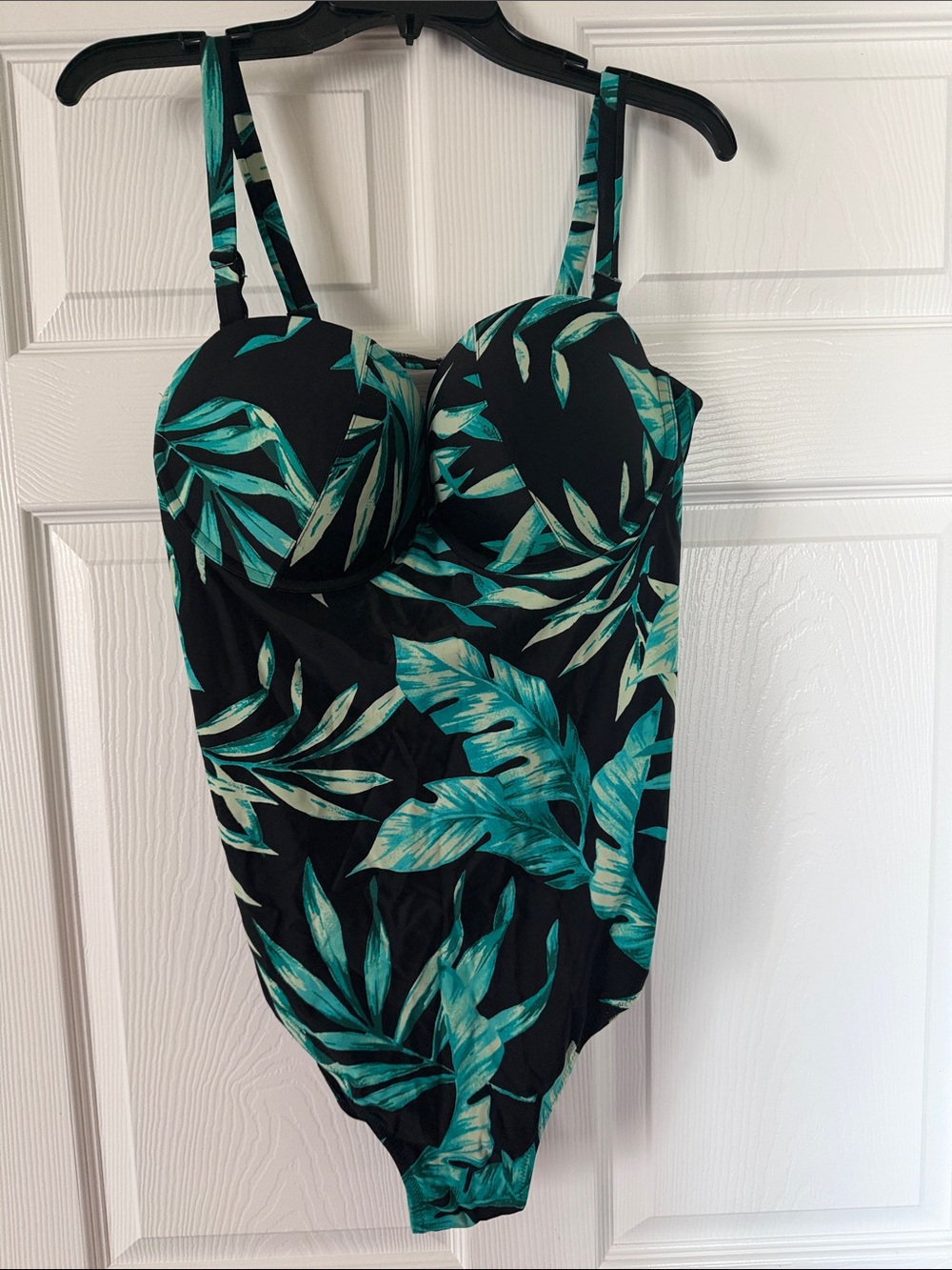 Target Black One-Piece Swimsuit with Teal Tropical Leaf Print
